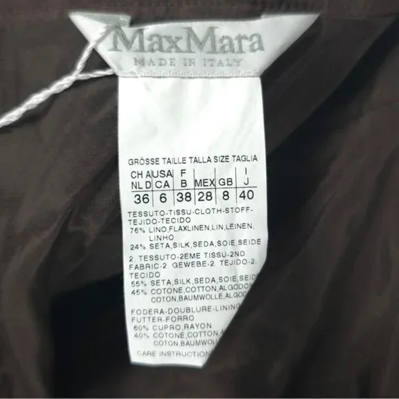 NWT MaxMara CALERNO ITALY‎ 🇮🇹 Made LINEN SILK Pencil Skirt Back Slit Size 6